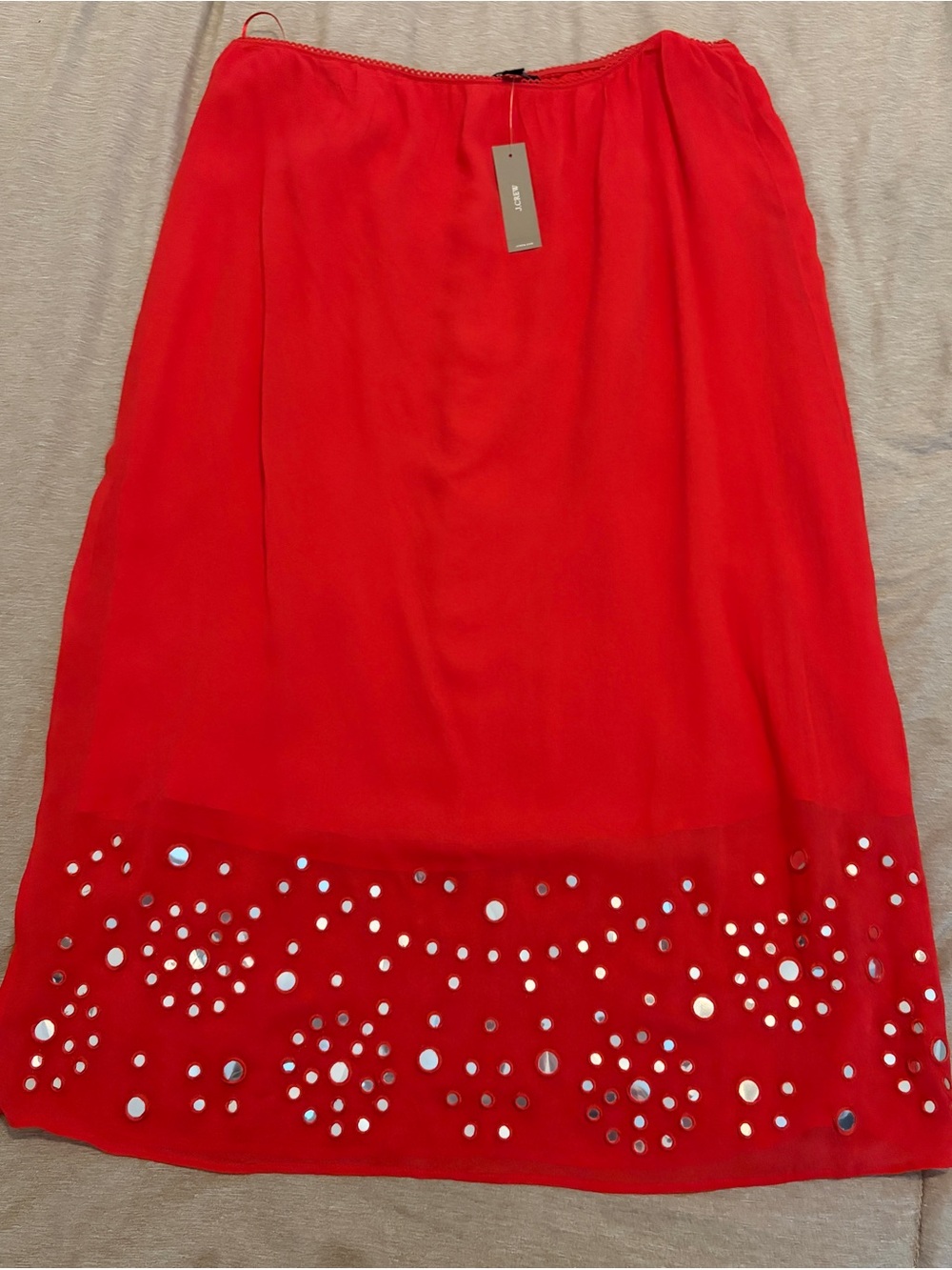 J. Crew $139 Red Embellished Midi Skirt - NWT